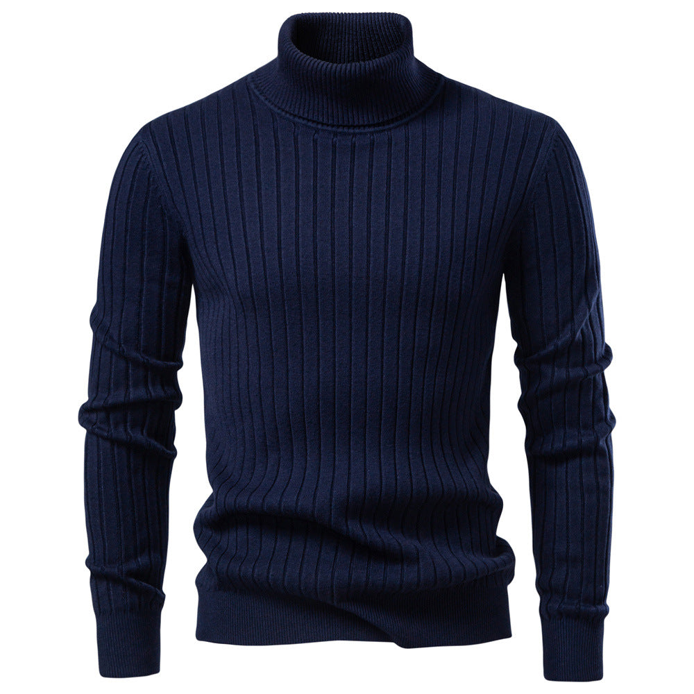 Pull homme côtelé à col roulé