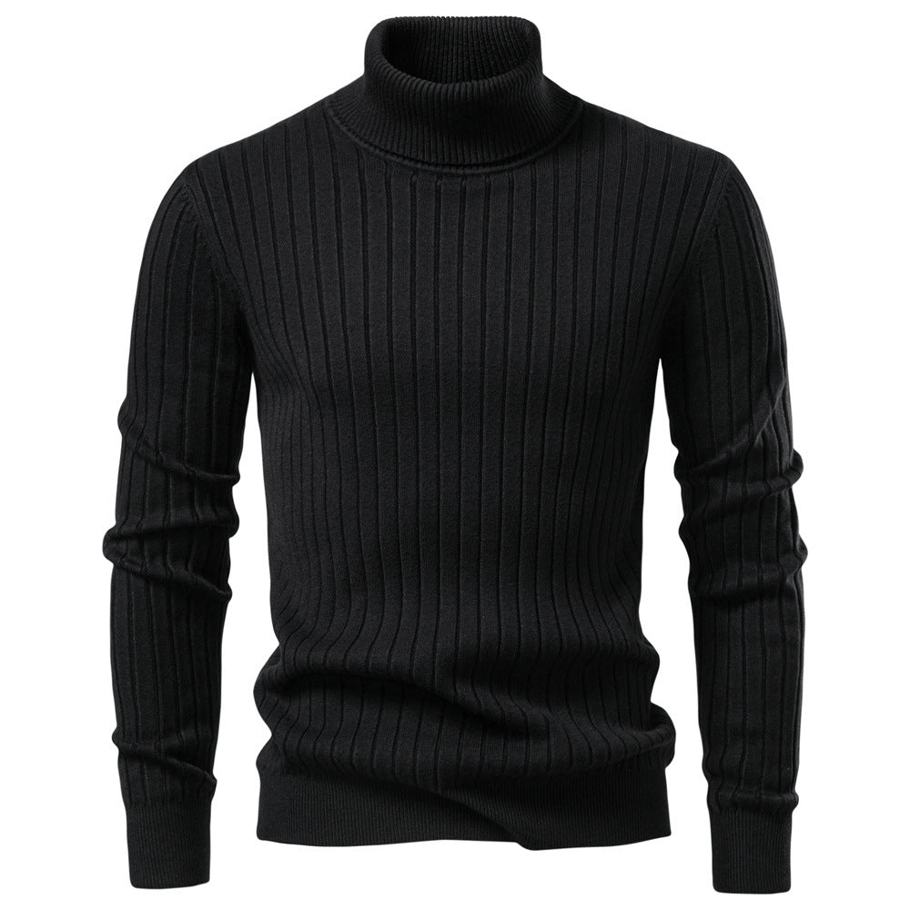 Pull homme côtelé à col roulé