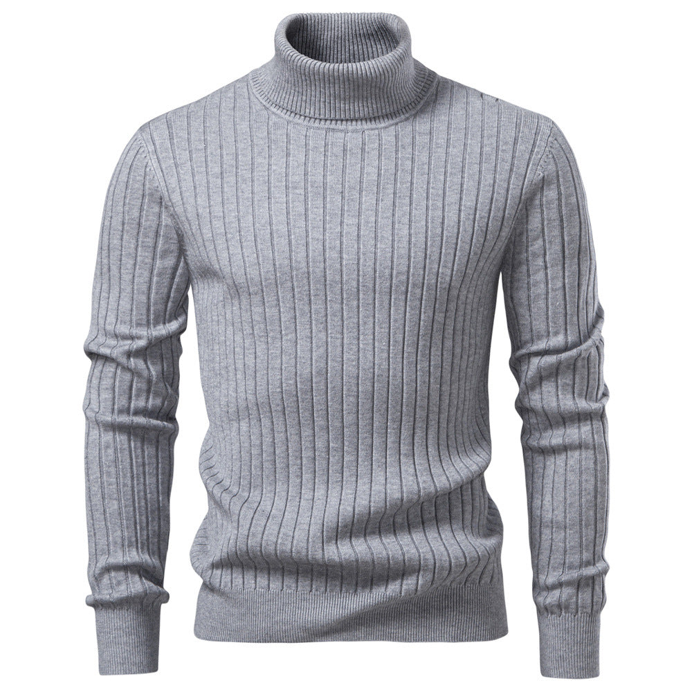 Pull homme côtelé à col roulé