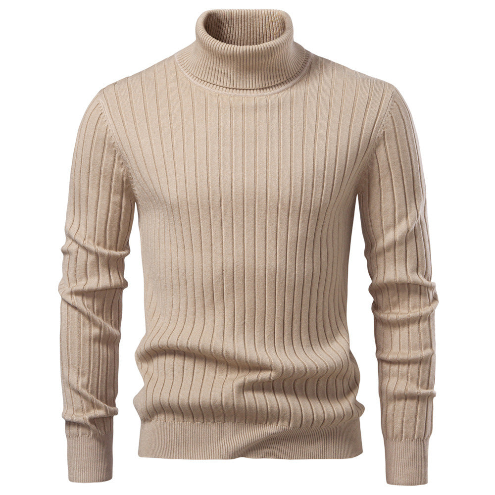 Pull homme côtelé à col roulé