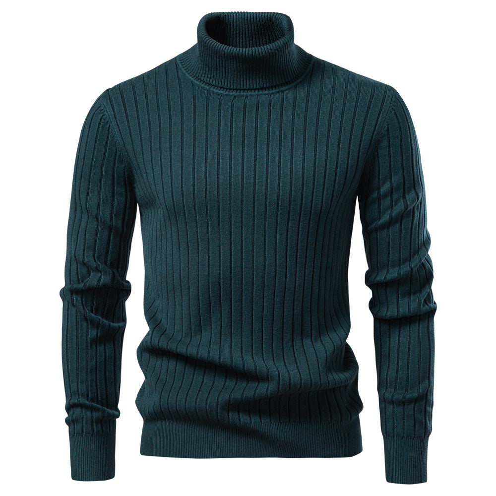 Pull homme côtelé à col roulé