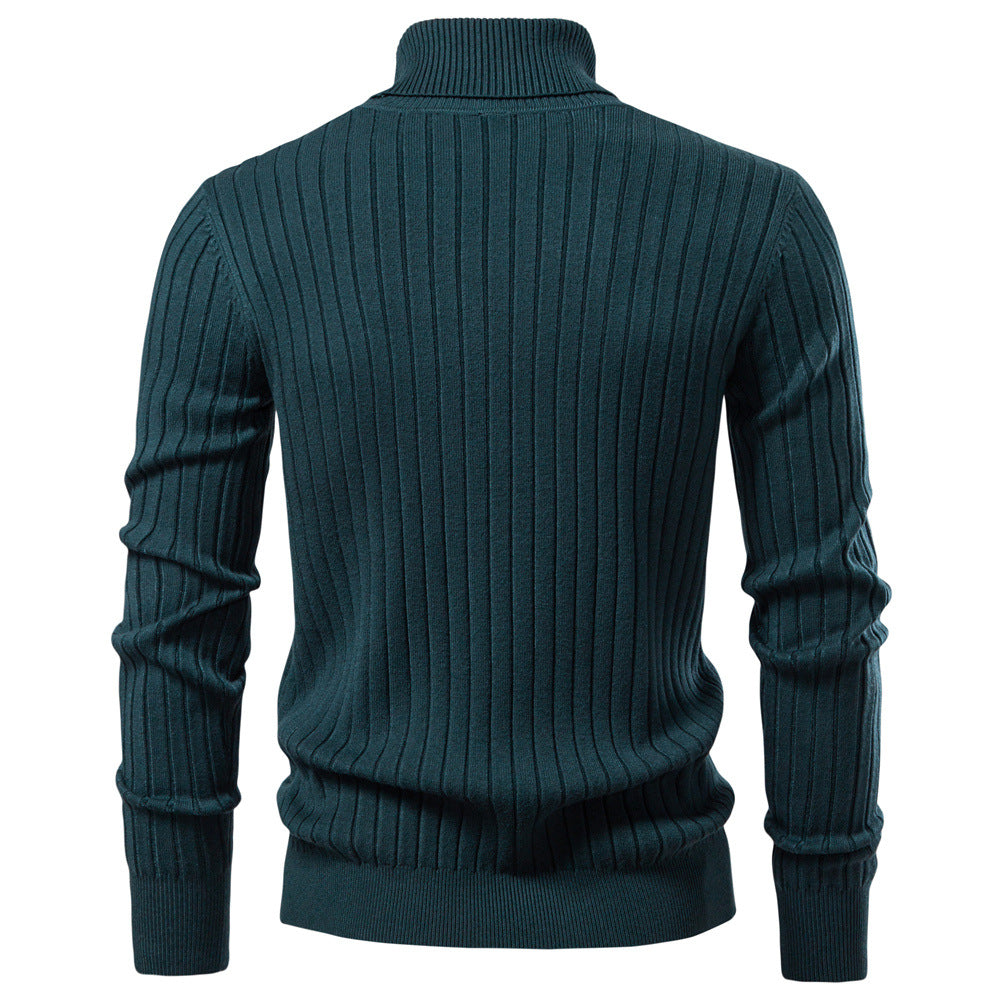 Pull homme côtelé à col roulé